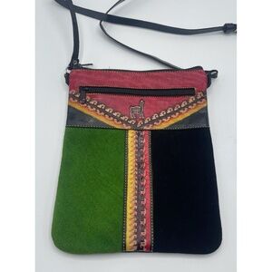 UNICEF Llama Peruvian Reggae Boho Ethnic Crossbody Bag Handmade NWT‎ Suede